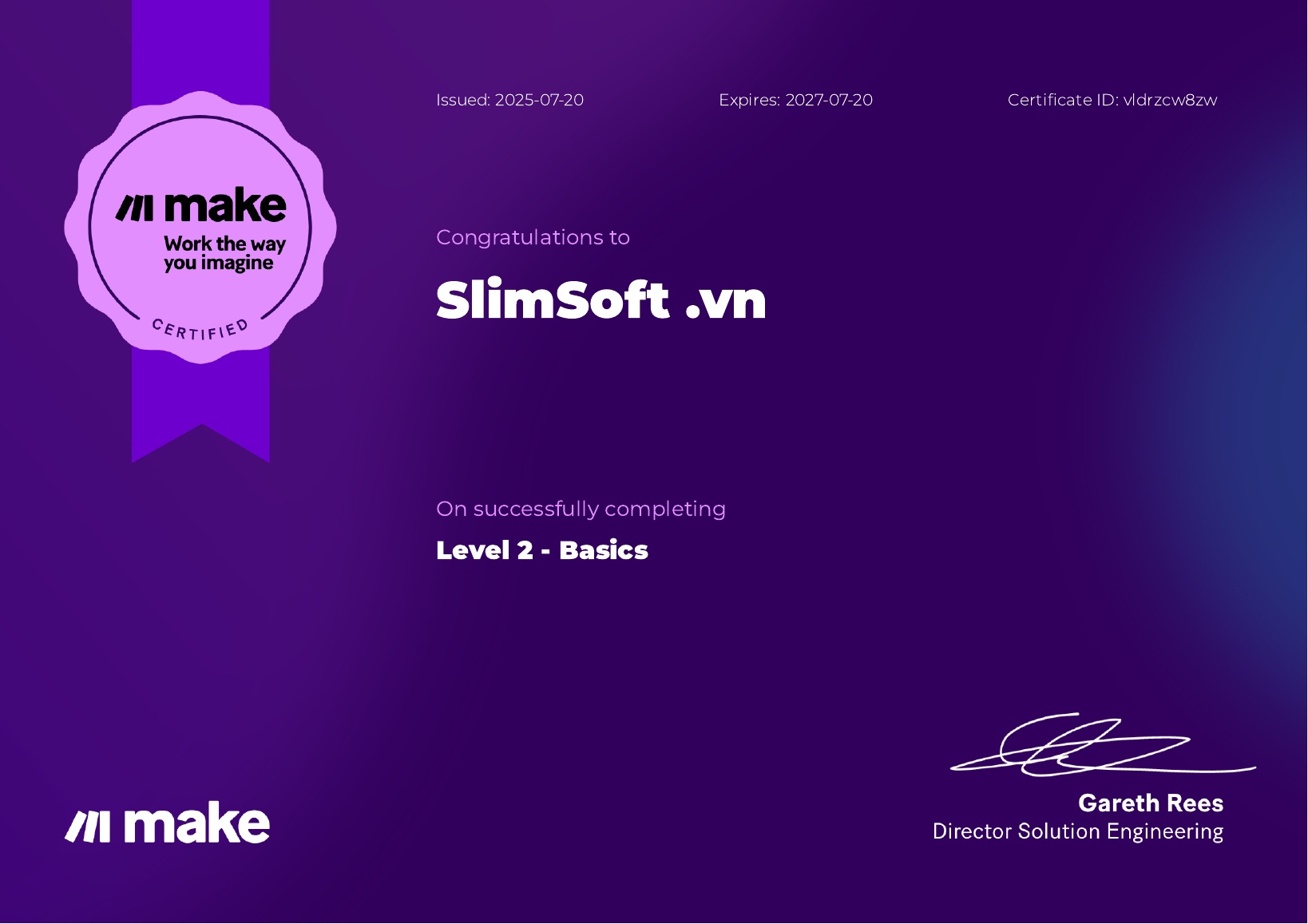 Chứng chỉ Make partner SlimAI 3